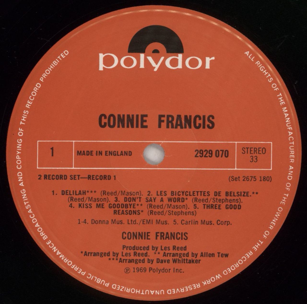 Connie Francis Connie Francis UK 2-LP vinyl set