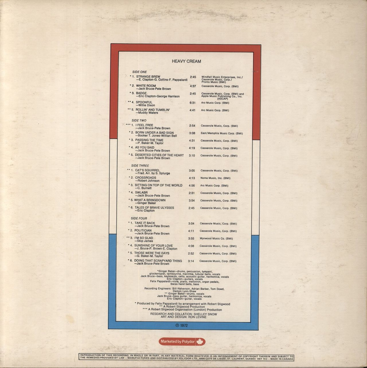 Cream Heavy Cream Canadian 2-LP vinyl set