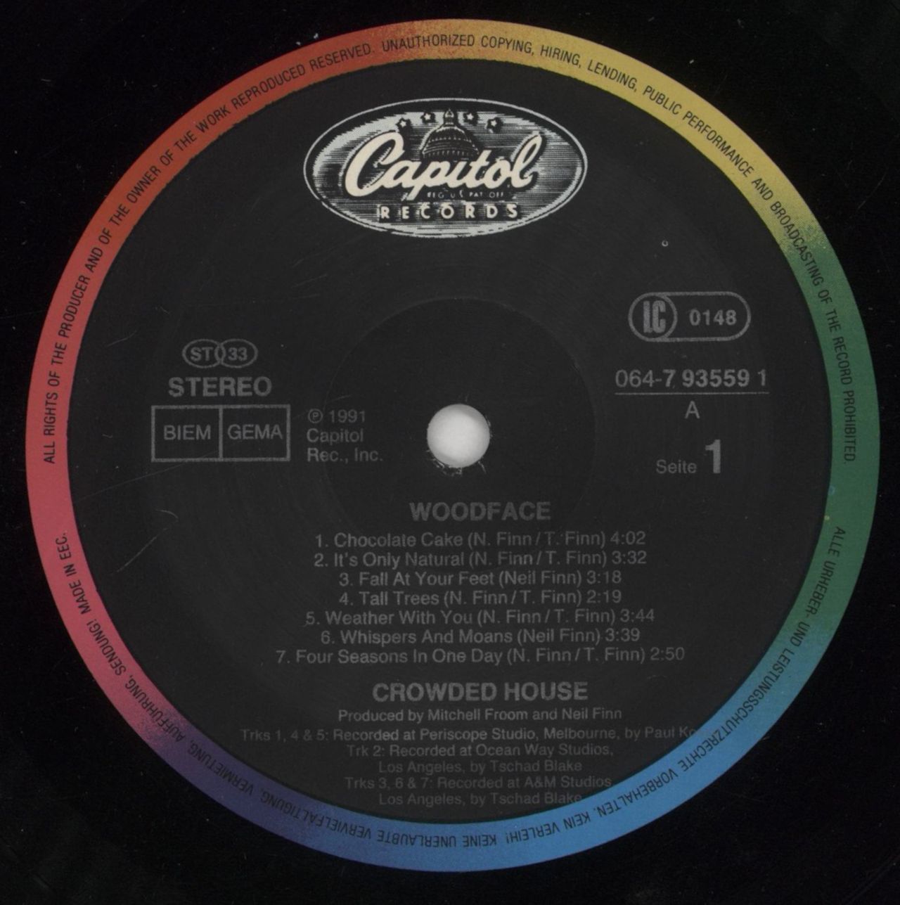 Crowded House Woodface - Hype Stickered - VG UK Vinyl LP