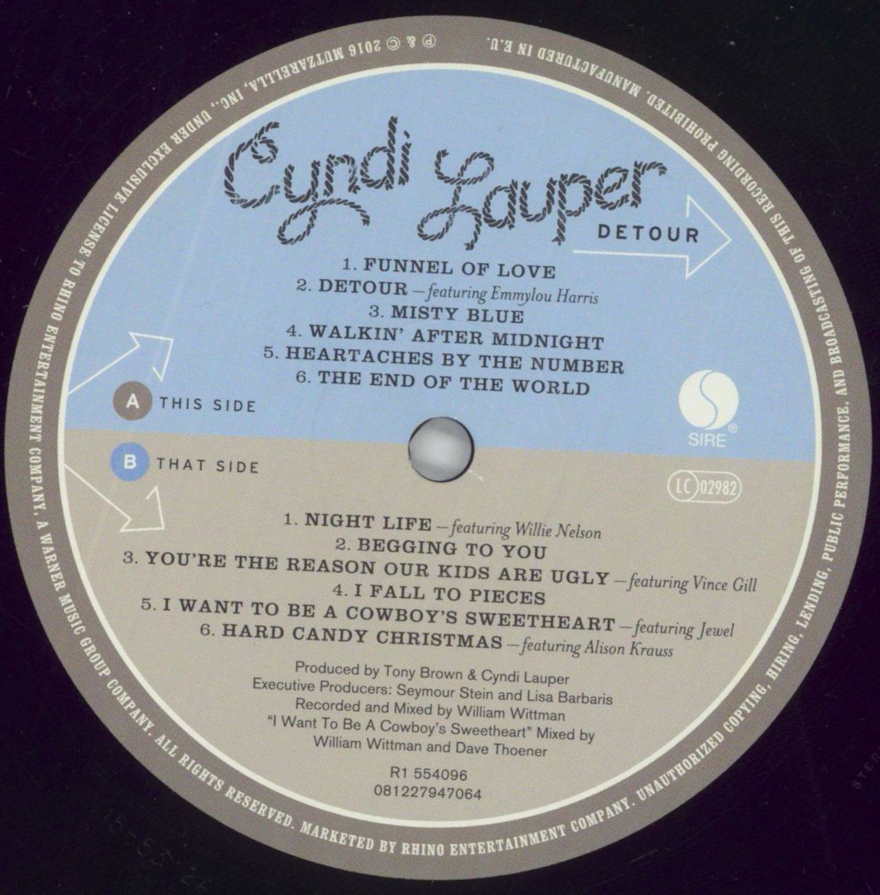 Cyndi Lauper Detouryl UK Vinyl LP