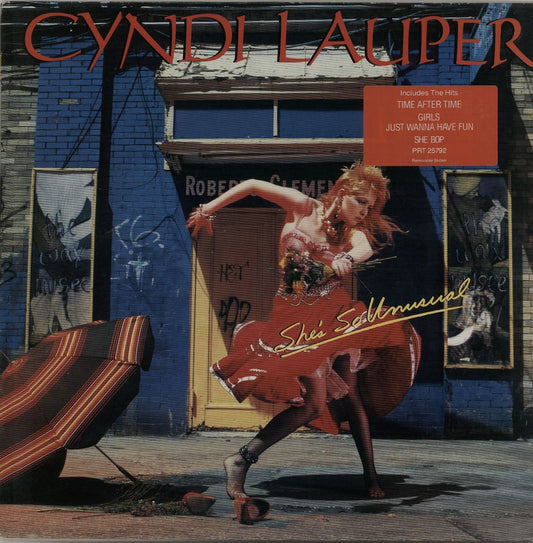 Cyndi Lauper She's So Unusual - Hype Stickered UK Vinyl LP