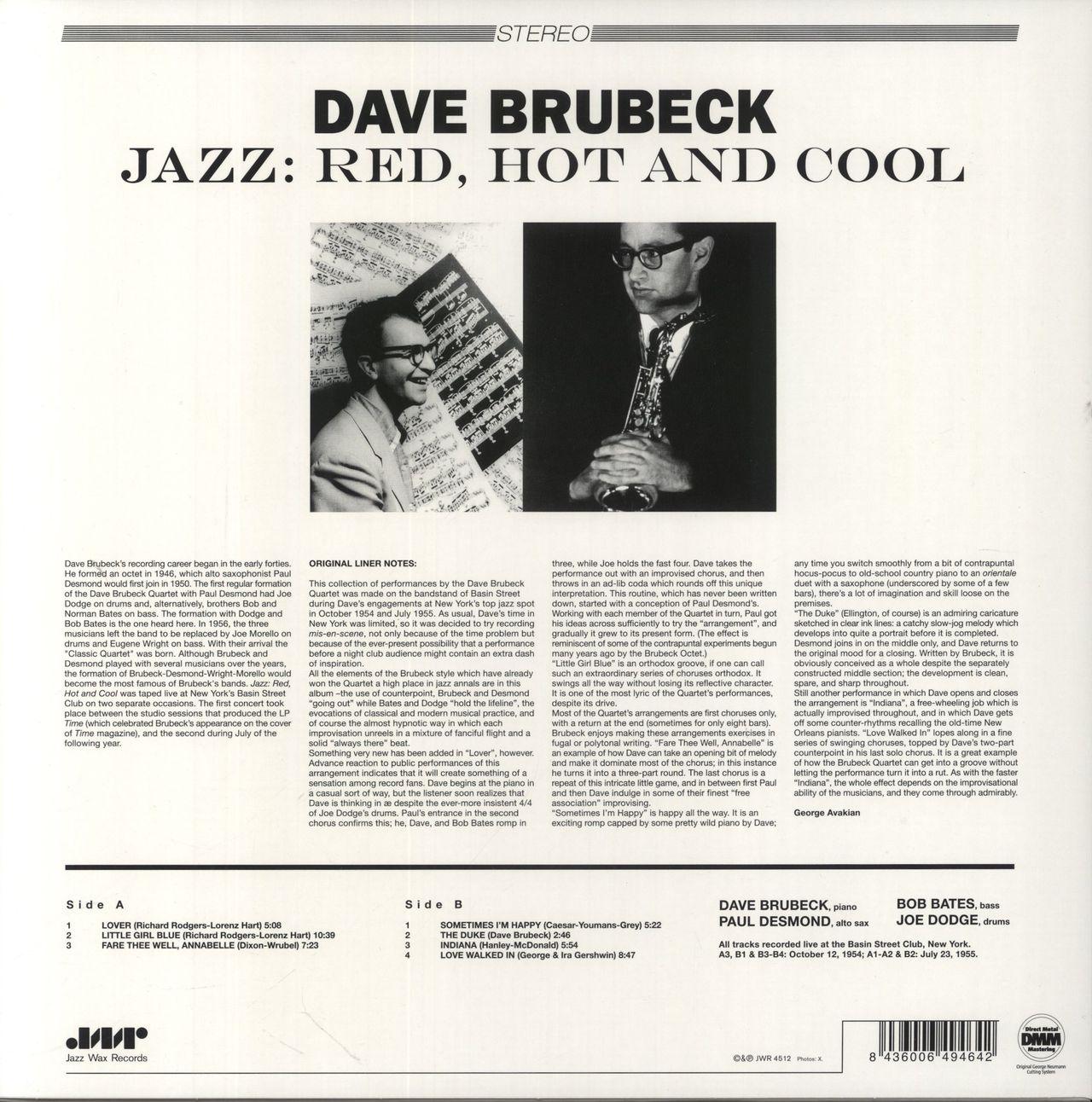 Dave Brubeck Jazz: Red Hot And Cool Spanish Vinyl LP