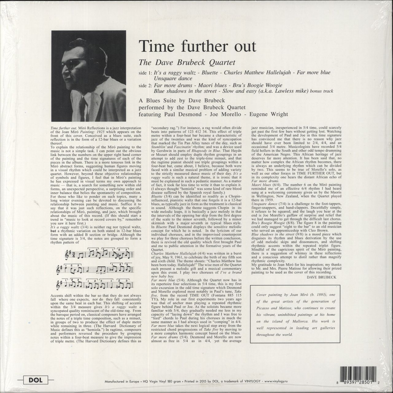 Dave Brubeck Time Further Out - 180gm Vinyl - Shrink UK Vinyl LP