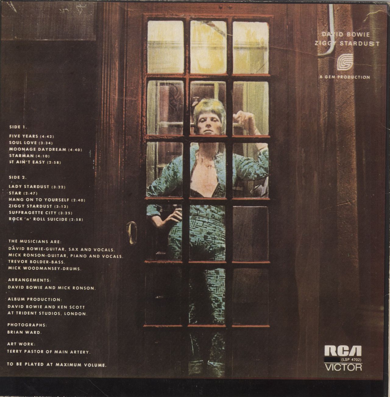 David Bowie The Rise And Fall Of Ziggy Stardust And The Spiders From Mars Italian Vinyl LP
