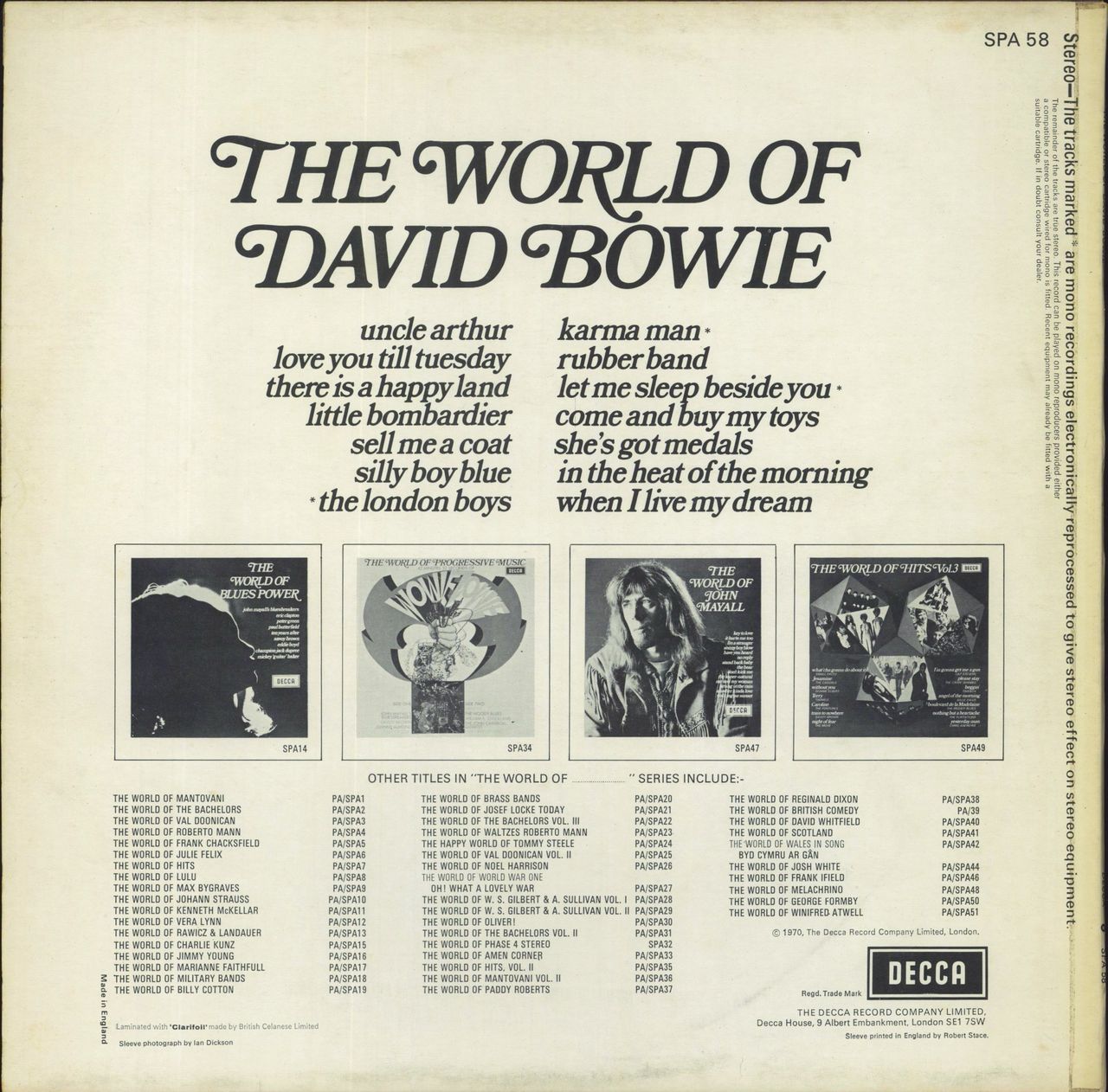David Bowie The World Of David Bowie - Front Laminated Ziggy Sleeve UK Vinyl LP