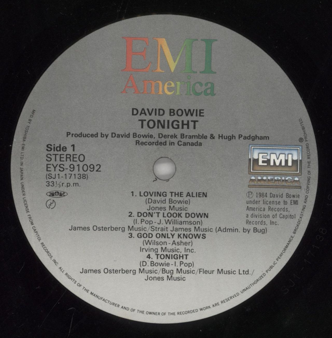 David Bowie Tonight + Poster Japanese Vinyl LP