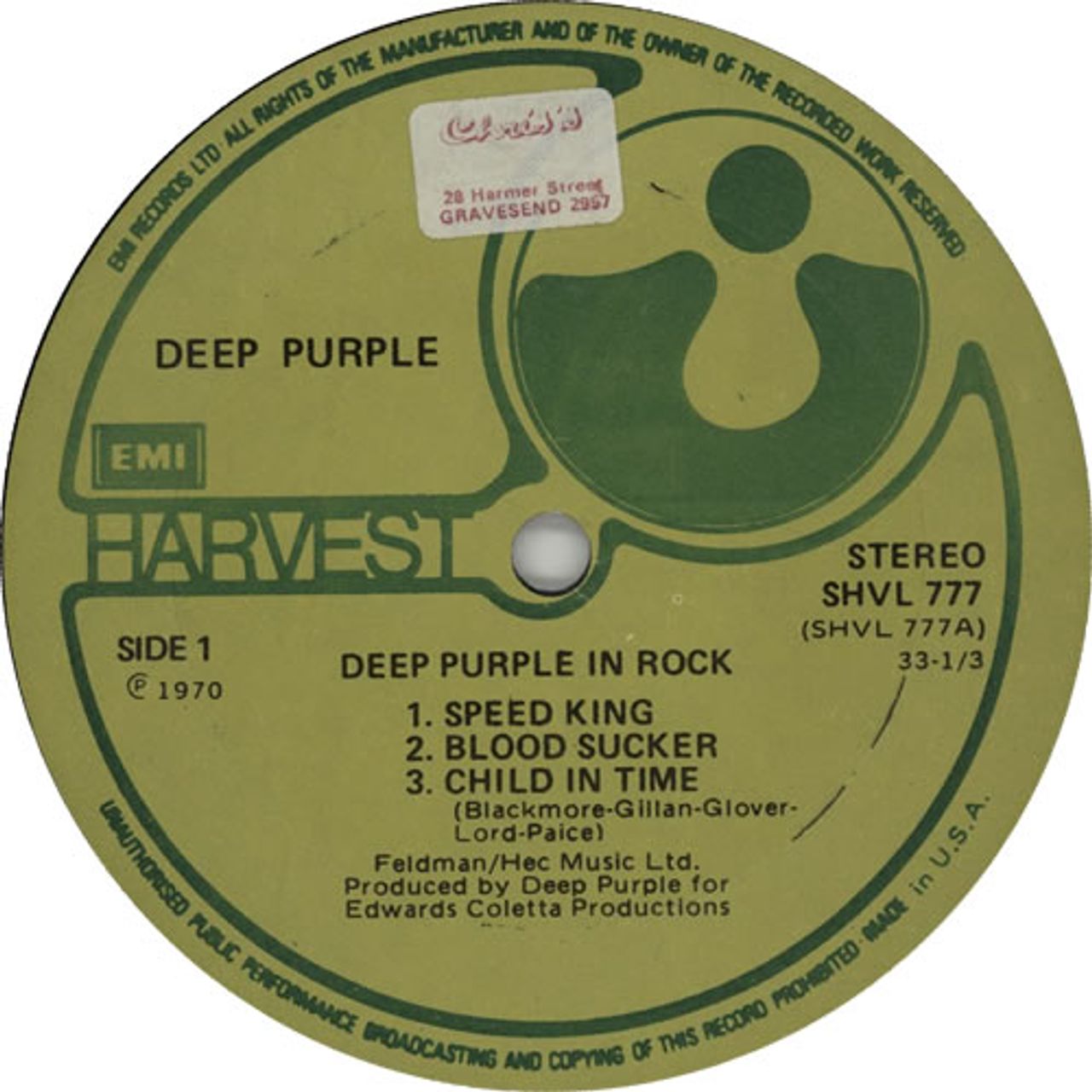 Deep Purple In Rock - Made In USA UK Vinyl LP