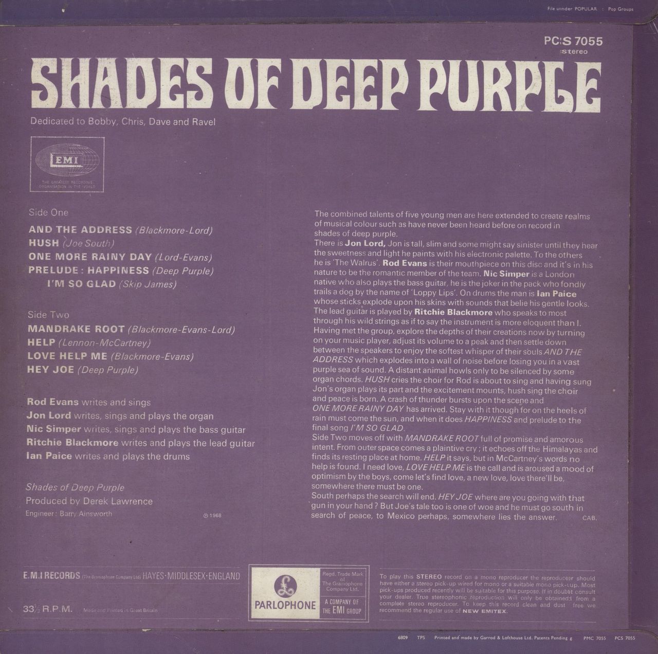 Deep Purple Shades Of Deep Purple - 1st - VG UK Vinyl LP