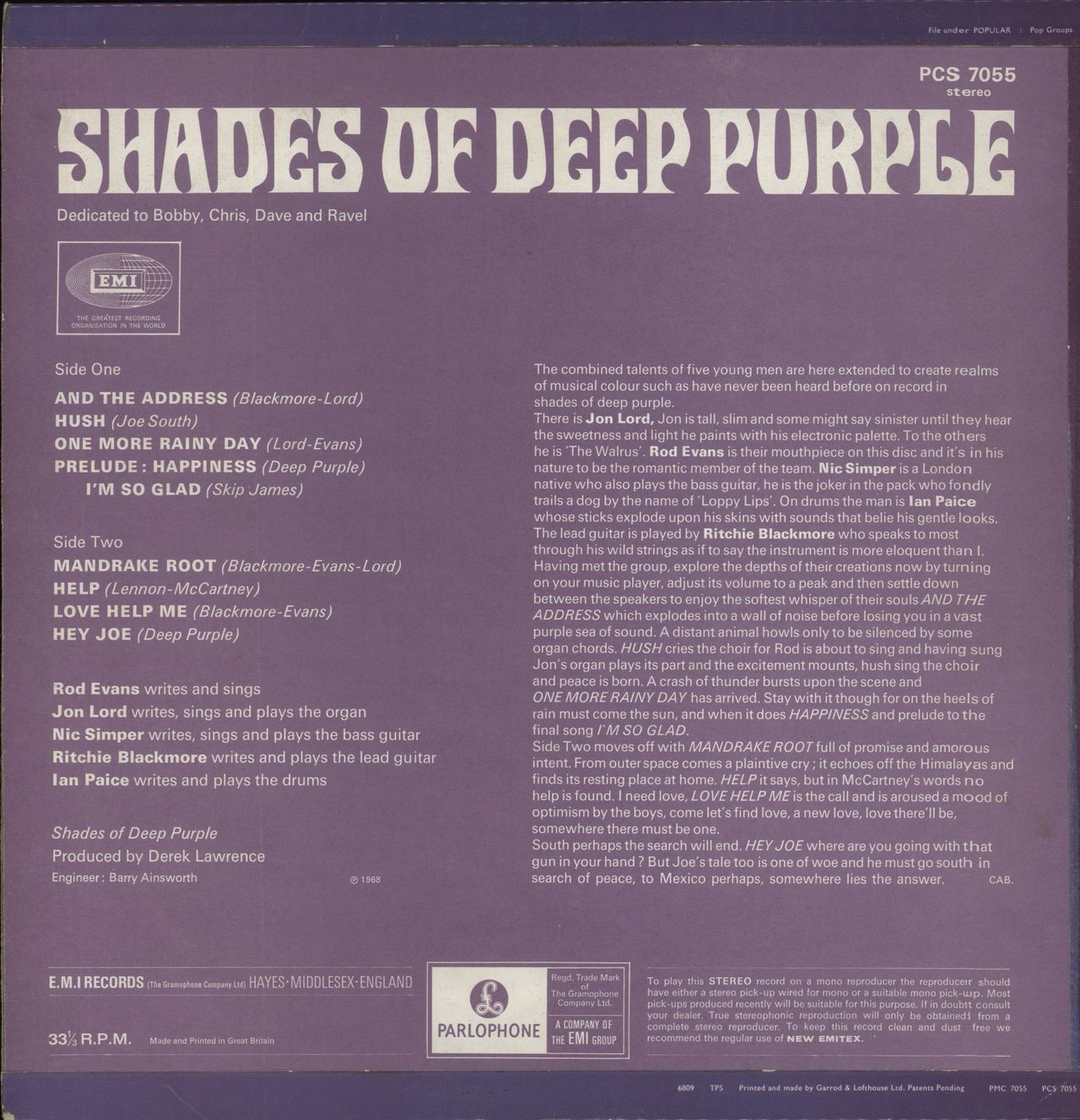 Deep Purple Shades Of Deep Purple - Gramophone - EX UK Vinyl LP