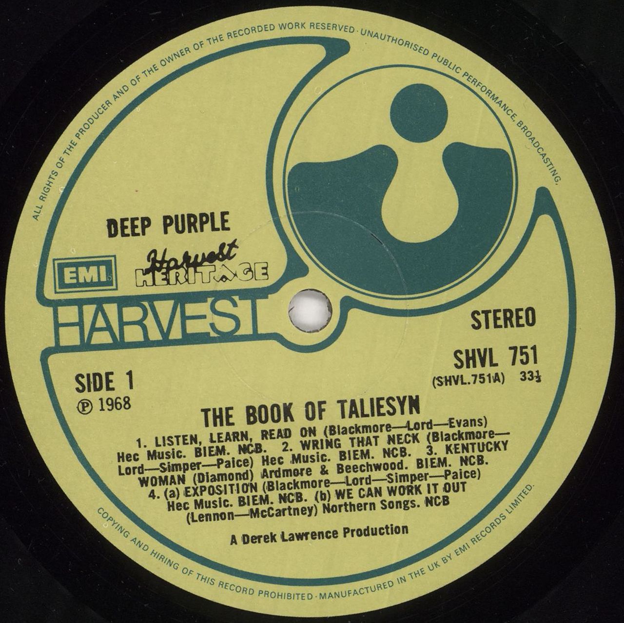 Deep Purple The Book Of Taliesyn - 7th UK Vinyl LP