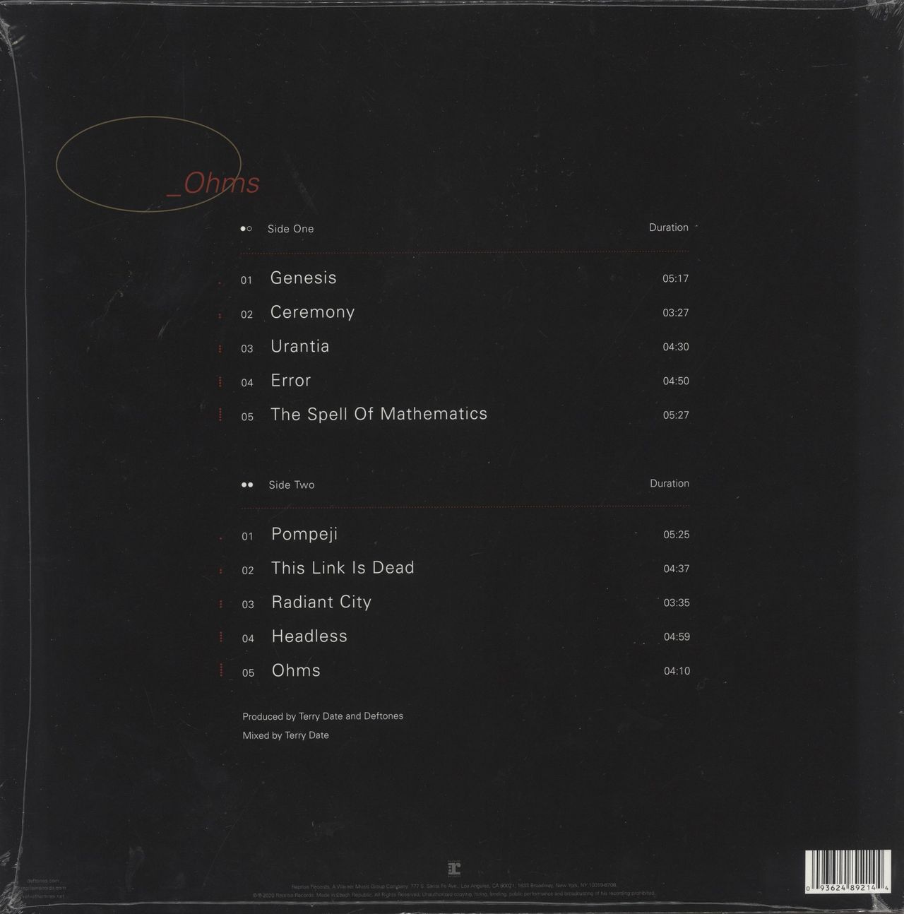 Deftones Ohms - Sealed UK Vinyl LP