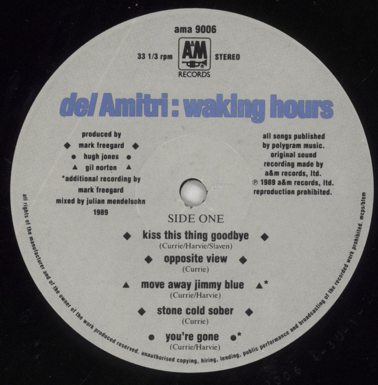 Del Amitri Waking Hours - 2nd - VG Sleeve UK Vinyl LP