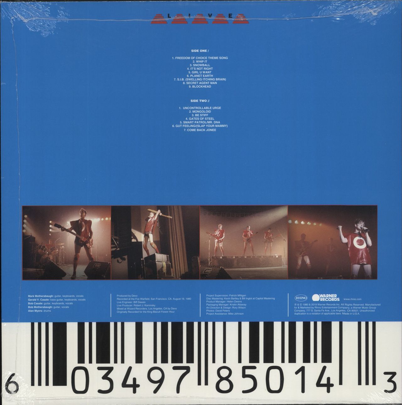 Devo Dev-O Live - RSD 2019 - Blue Vinyl - Sealed US Vinyl LP