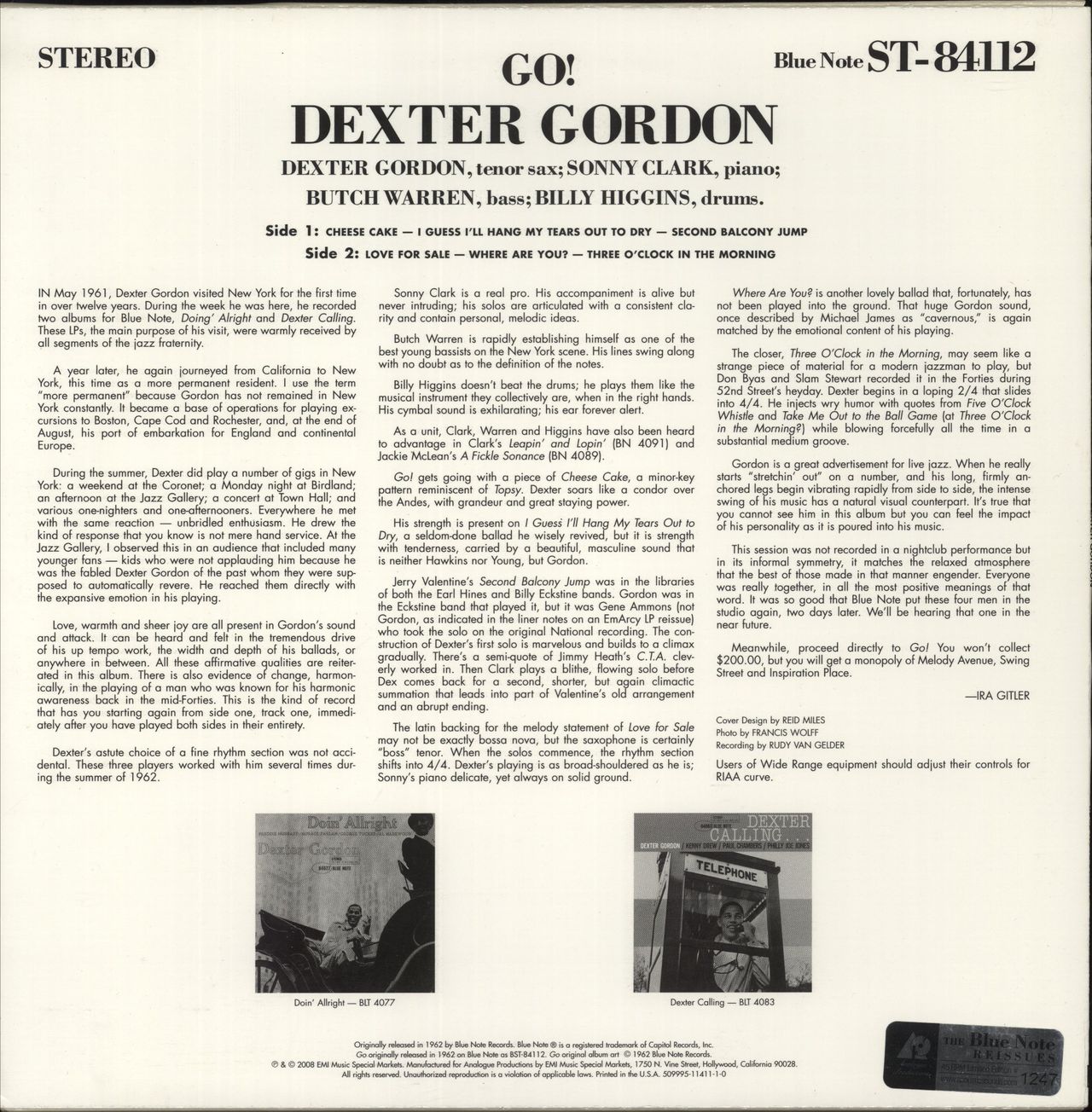 Dexter Gordon Go! - 180gm Vinyl US Vinyl LP