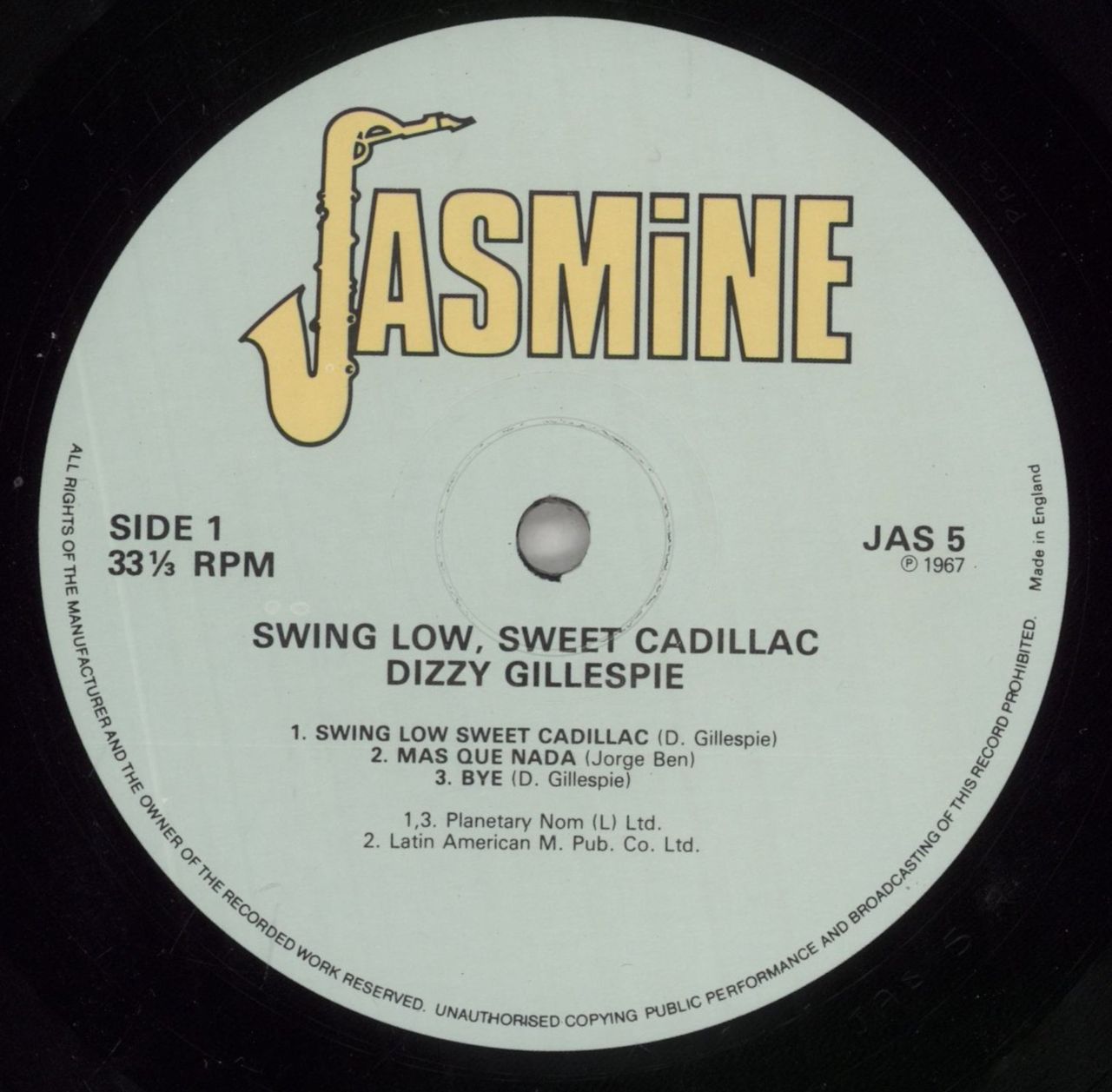 Dizzy Gillespie Swing Low, Sweet Cadillac UK Vinyl LP