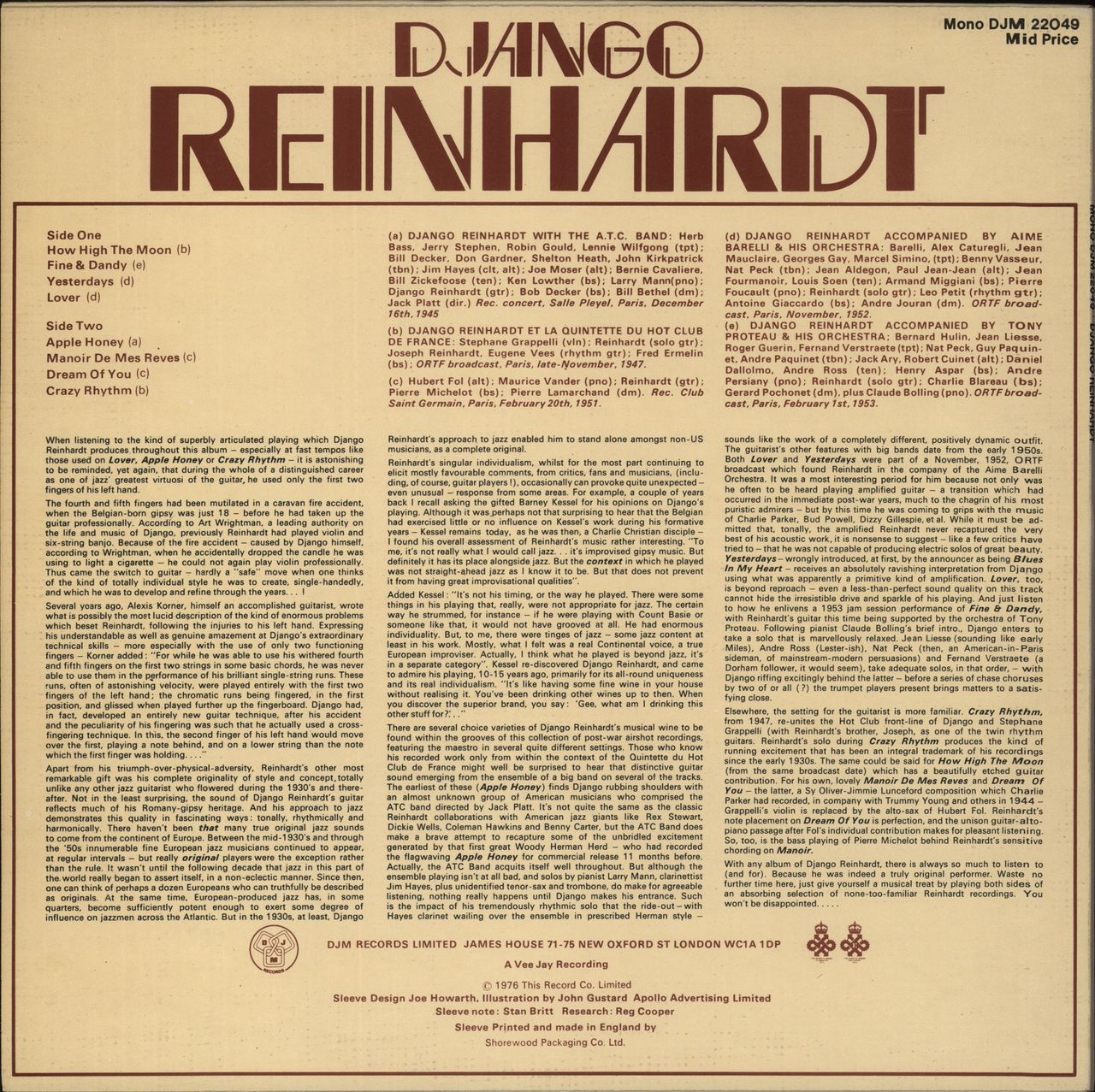 Django Reinhardt Django Reinhardt UK Vinyl LP