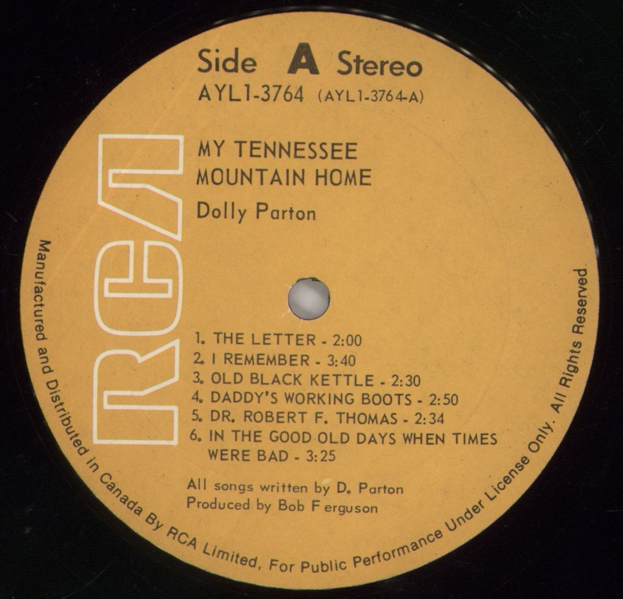 Dolly Parton My Tennessee Mountain Home Canadian Vinyl LP