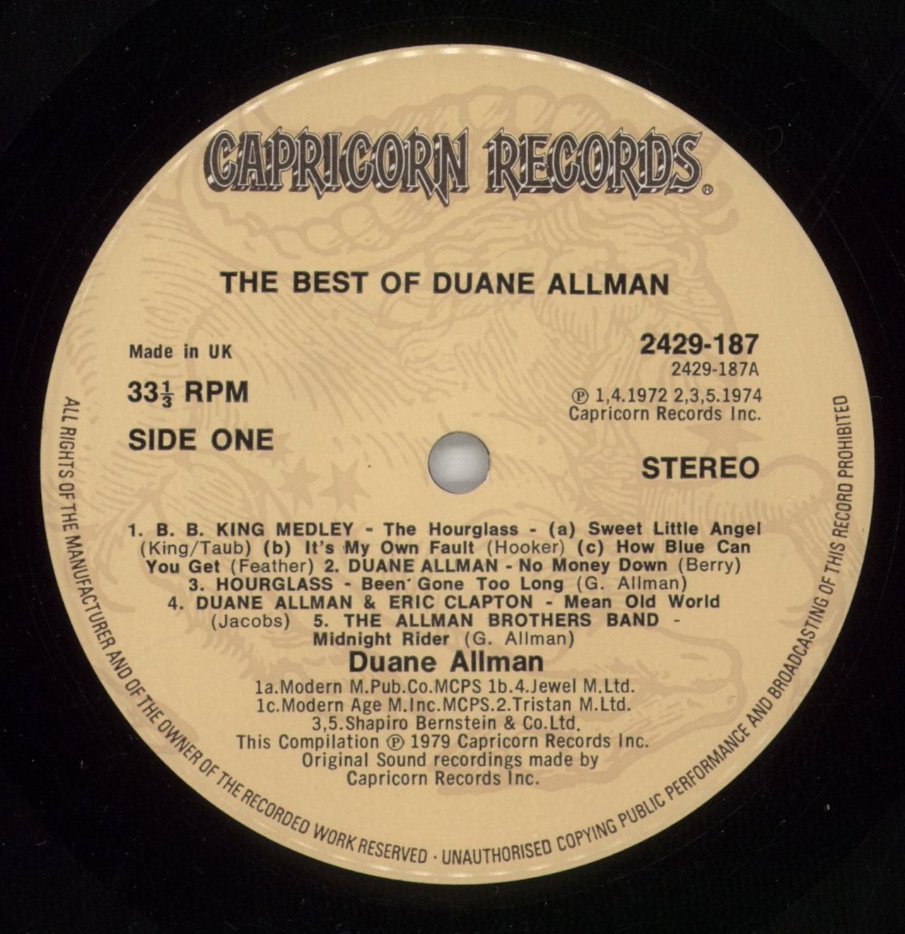 Duane Allman The Best Of Duane Allman - Gold Stamp - EX UK Vinyl LP