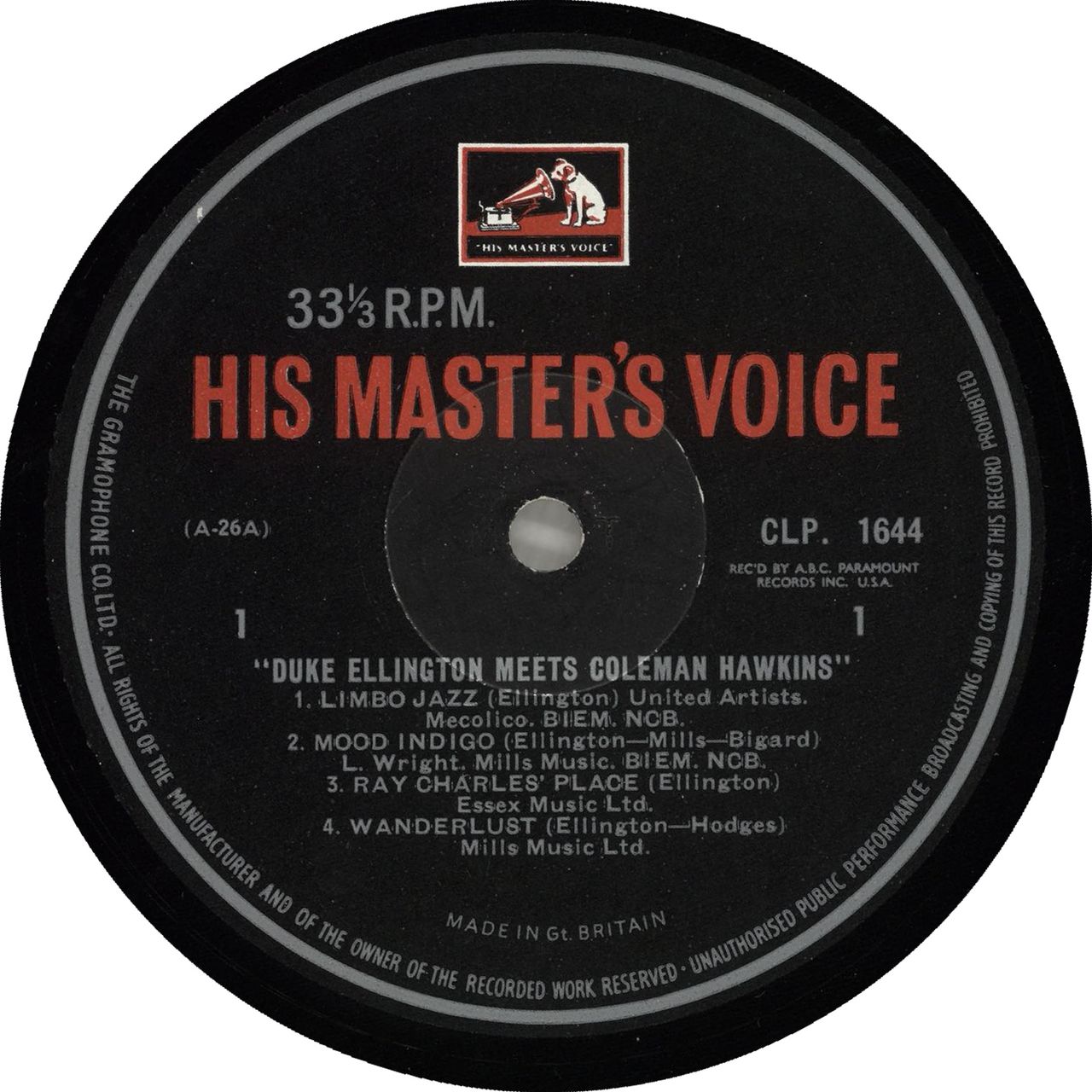 Duke Ellington Meets Coleman Hawkins UK Vinyl LP