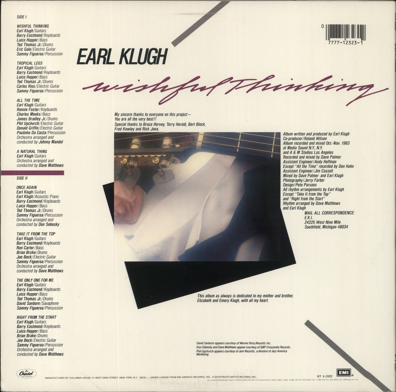 Earl Klugh Wishful Thinking US Vinyl LP