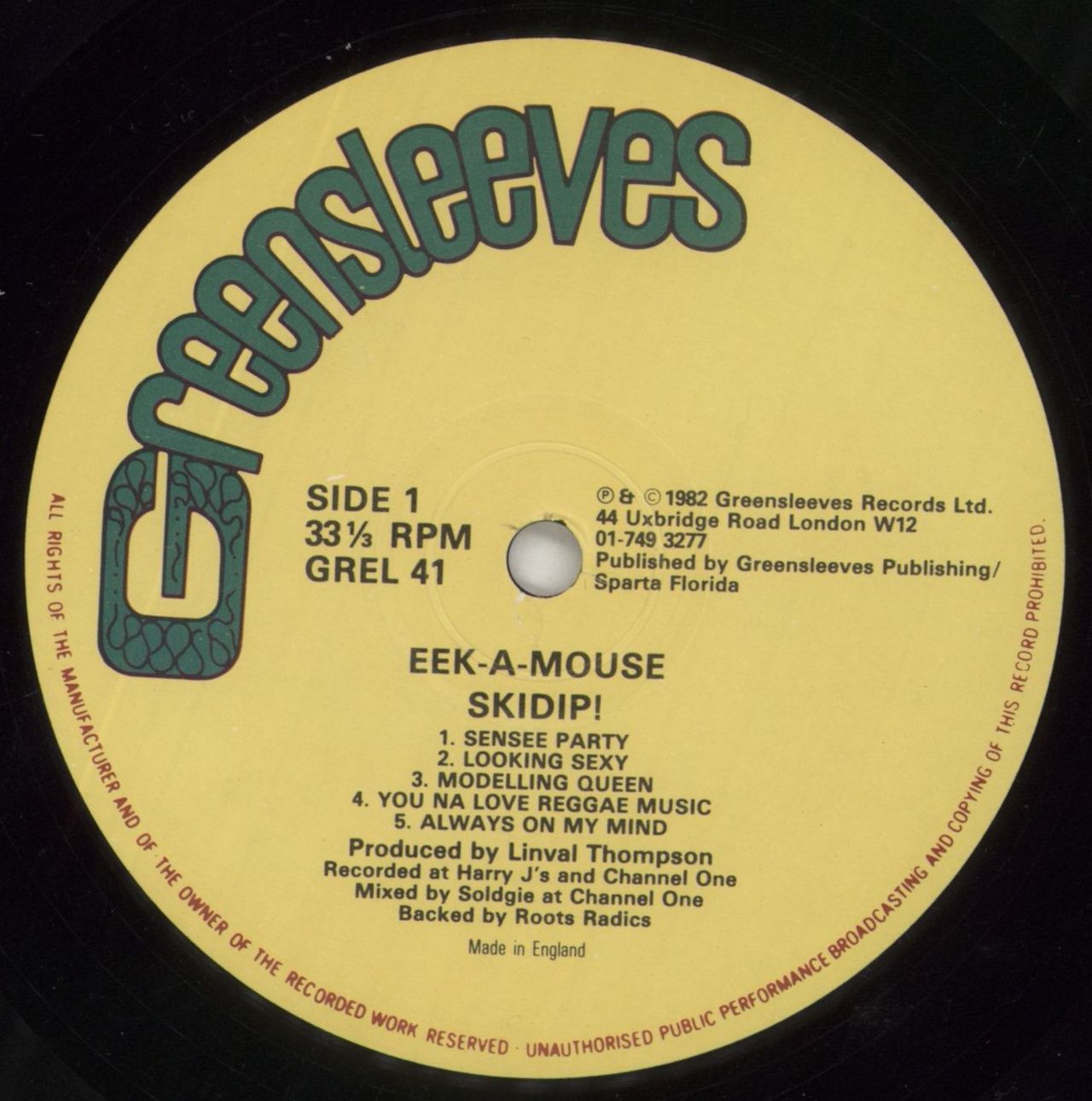 Eek-A-Mouse Skidip! UK Vinyl LP