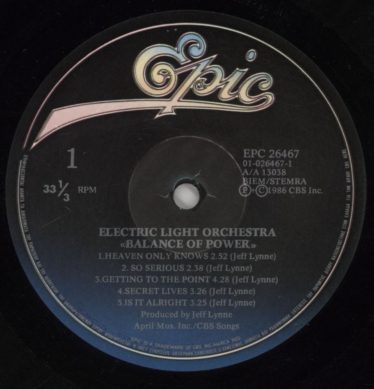 Electric Light Orchestra Balance Of Power Greek Vinyl LP