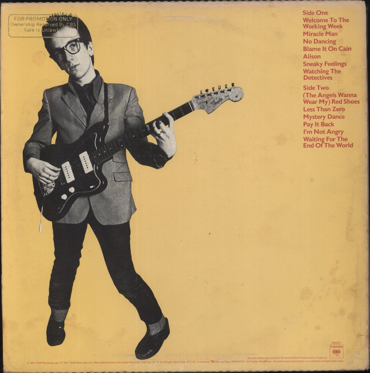 Elvis Costello My Aim Is True - Gold Promo Stamped Sleeve US Promo Vinyl LP