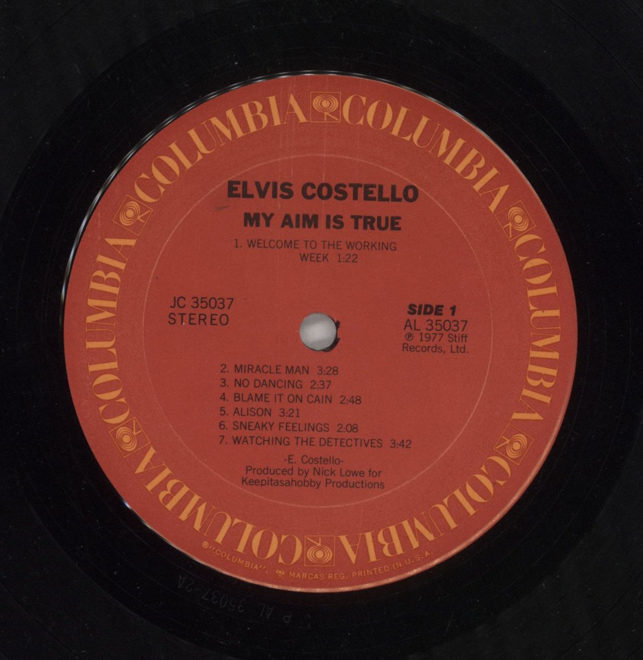 Elvis Costello My Aim Is True - Gold Promo Stamped Sleeve US Promo Vinyl LP