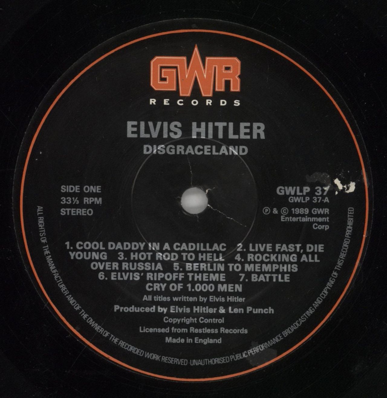 Elvis Hitler Disgraceland UK Vinyl LP