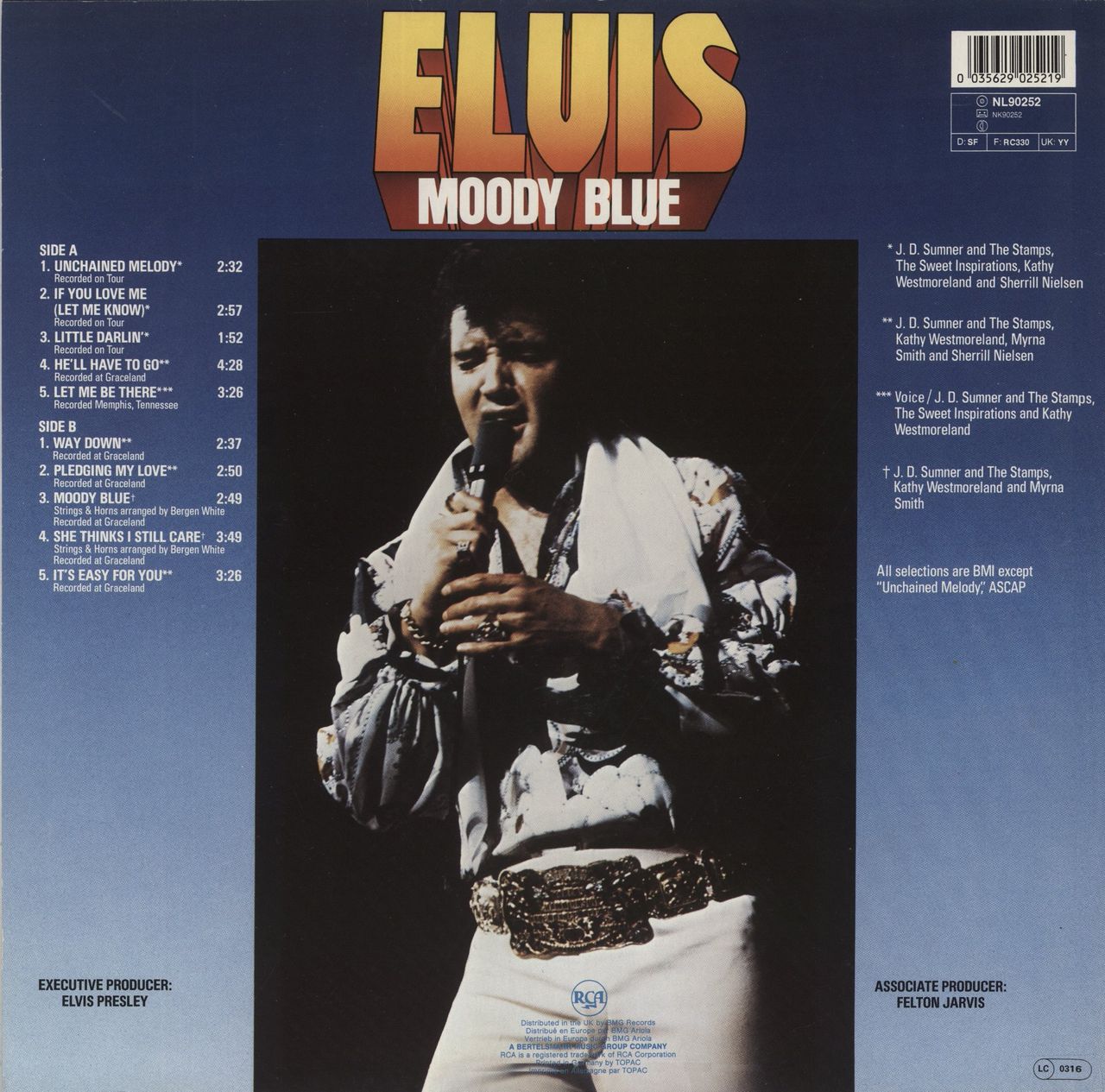 Elvis Presley Moody Blue German Vinyl LP
