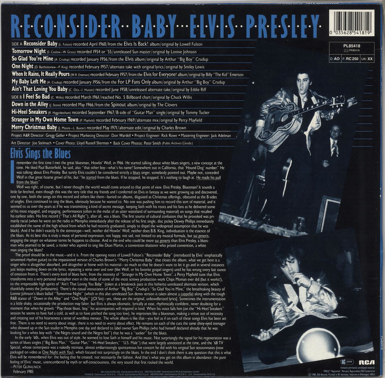 Elvis Presley Reconsider Baby - Blue Vinyl - Double stickered German Vinyl LP