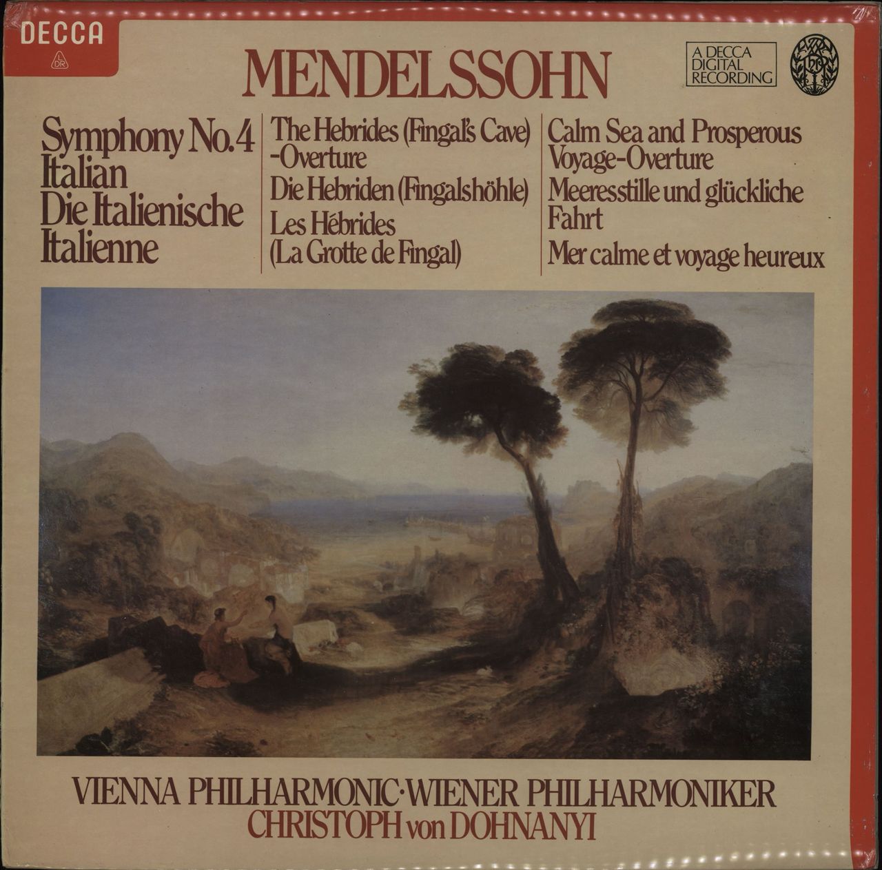 Felix Mendelssohn Symphony No. 4, 'Italian' / Overtures: Fingal's Cave/ Calm Sea & Prosperous Voyage UK Vinyl LP