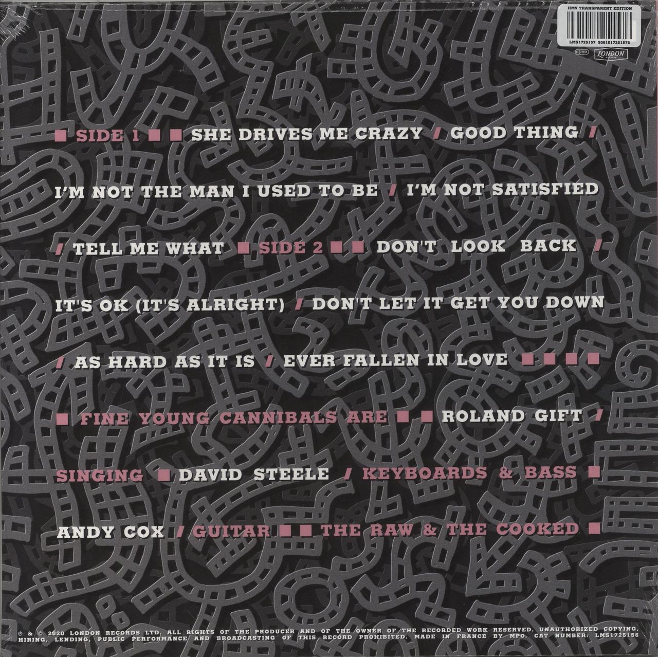 Fine Young Cannibals The Raw & The Cooked - Transparent Vinyl - Sealed UK Vinyl LP