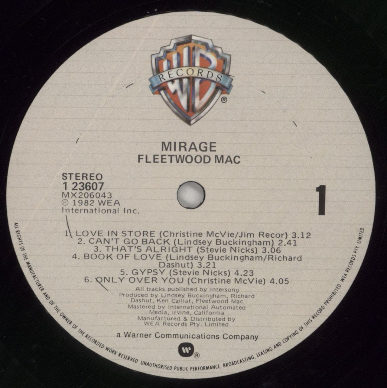 Fleetwood Mac Mirage Australian Vinyl LP