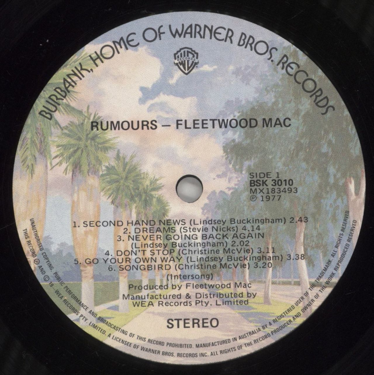 Fleetwood Mac Rumours - EX Australian Vinyl LP