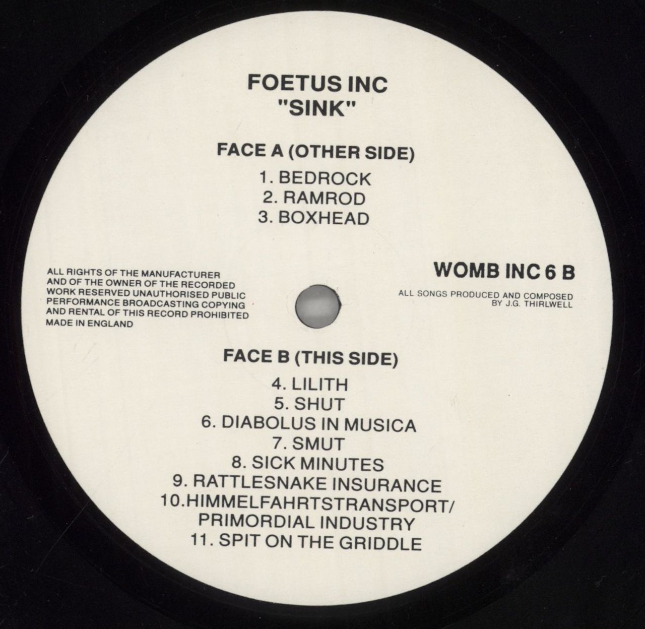 Foetus (+incarnations of) Sink + Poster UK 2-LP vinyl set