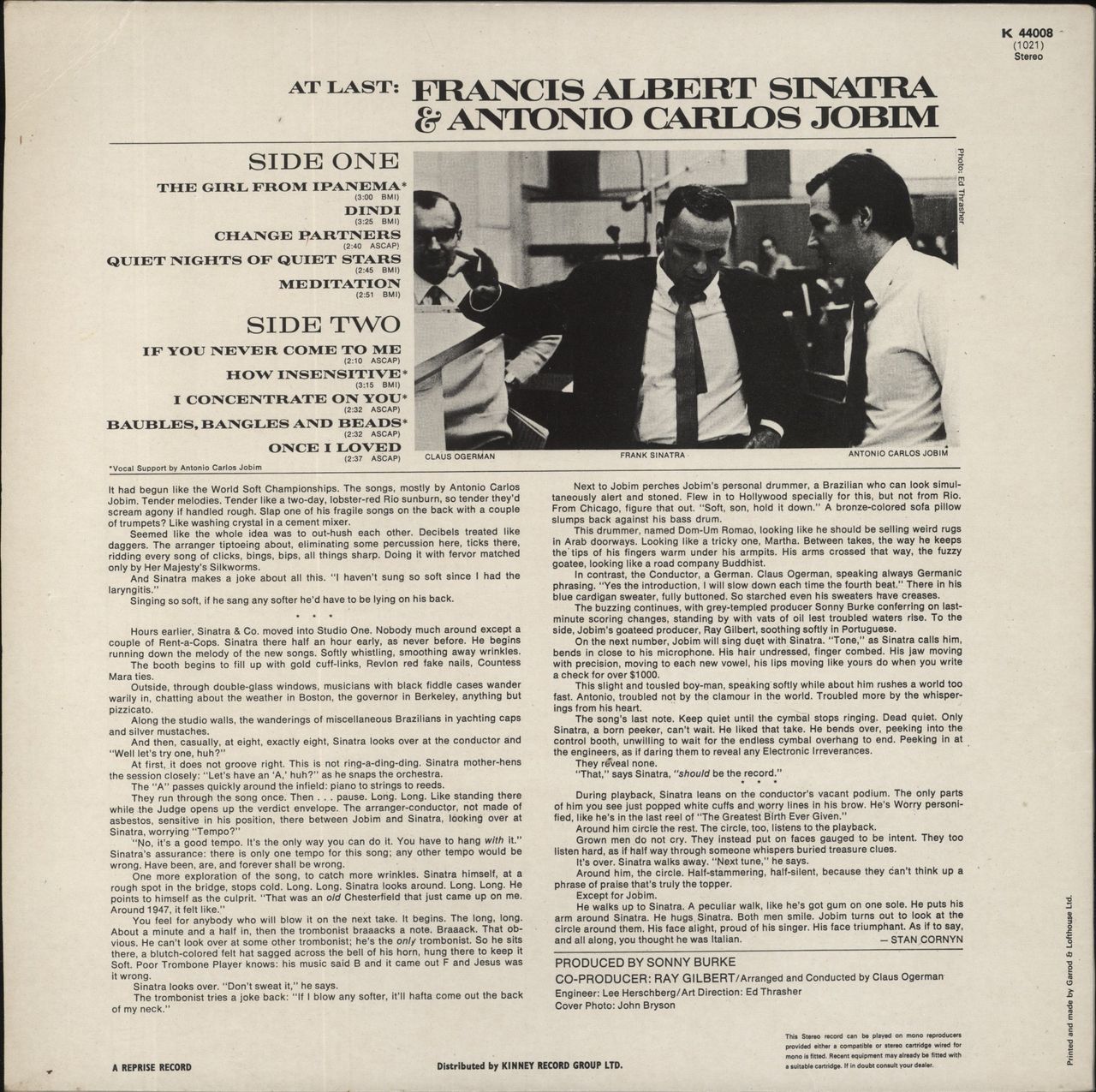 Frank Sinatra Francis Albert Sinatra & Anton Carlos Jobim UK Vinyl LP
