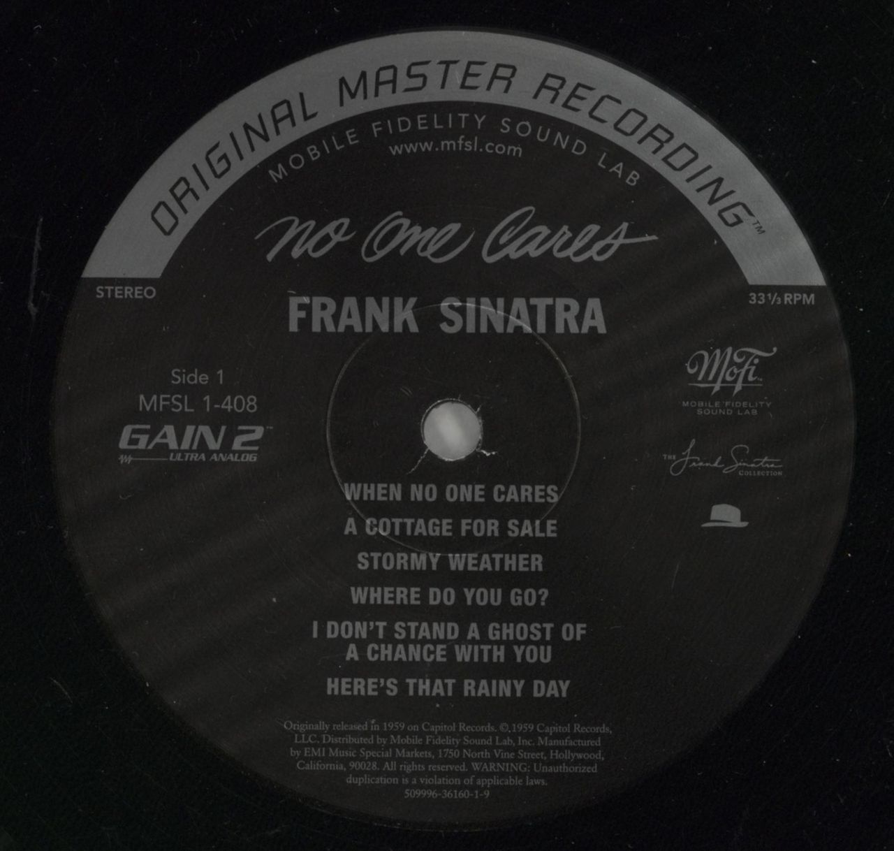 Frank Sinatra No One Cares - 180gm US Vinyl LP