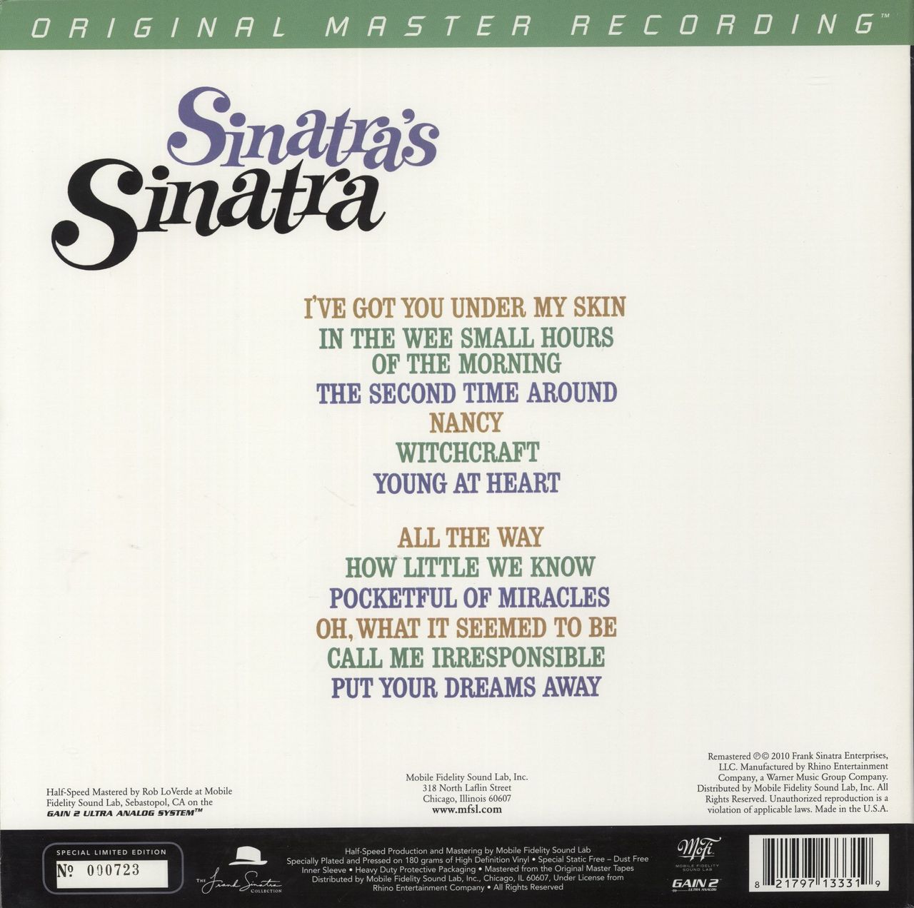 Frank Sinatra Sinatra's Sinatra - 180gm US Vinyl LP