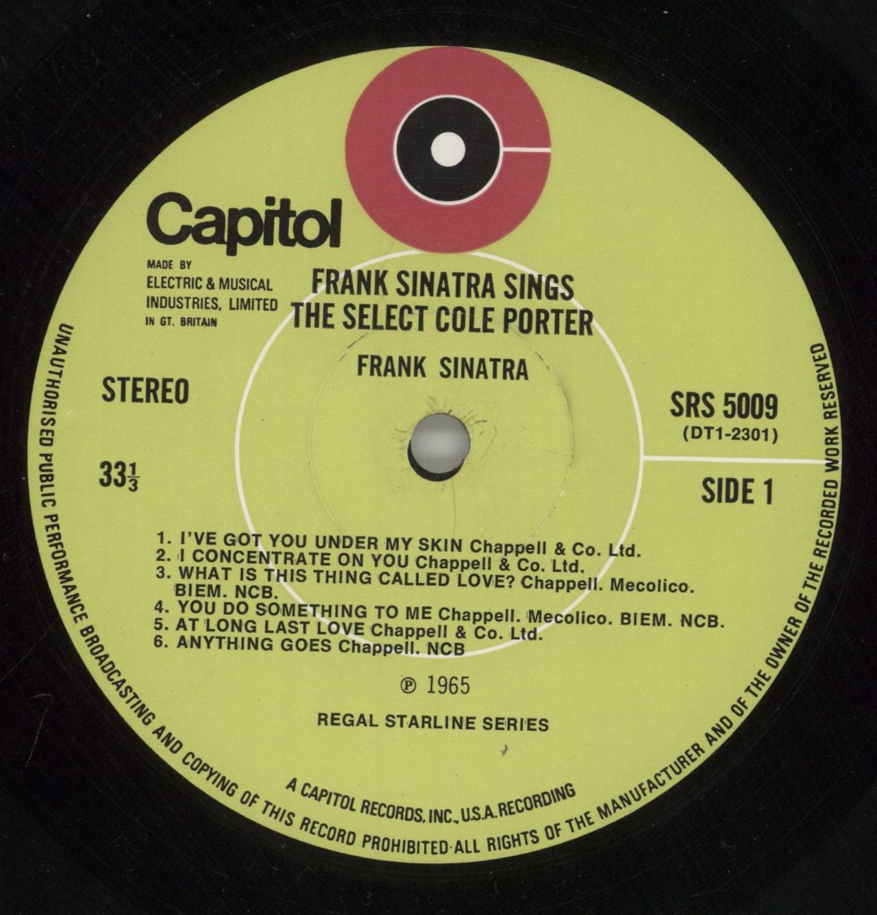 Frank Sinatra Sings The Select Cole Porter UK Vinyl LP
