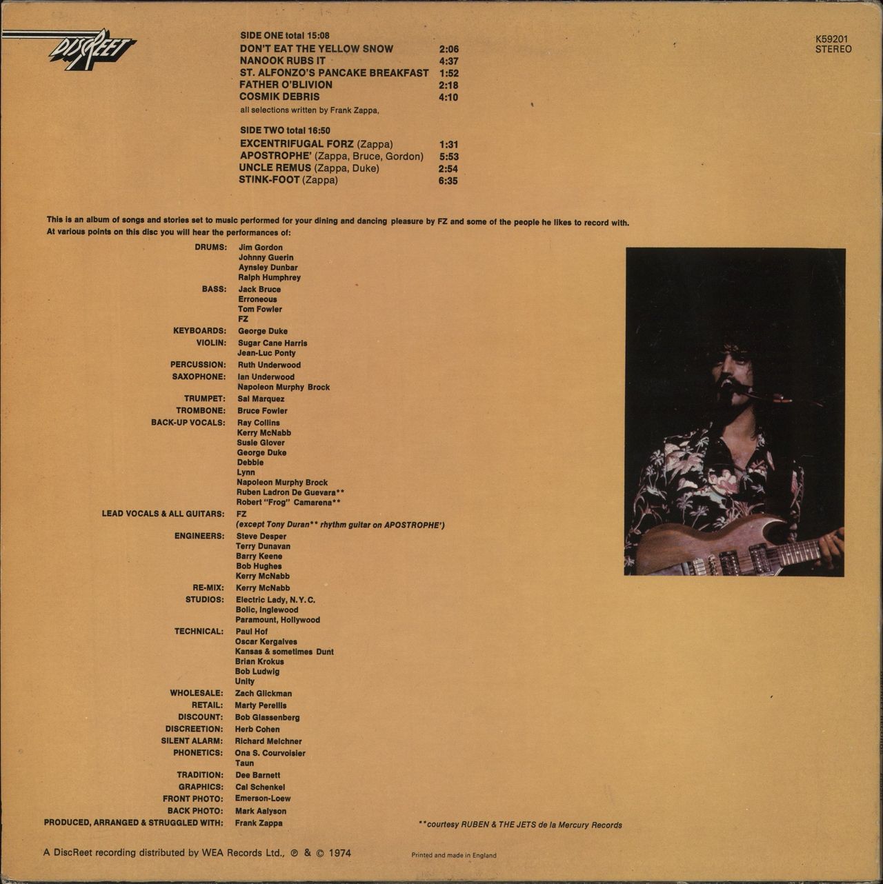 Frank Zappa Apostrophe - 1st - VG UK Vinyl LP