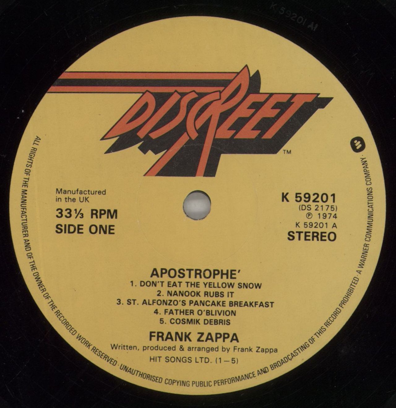 Frank Zappa Apostrophe - 1st - VG UK Vinyl LP