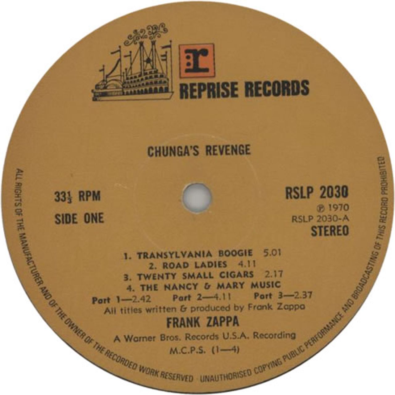 Frank Zappa Chunga's Revenge - 1st - EX UK Vinyl LP