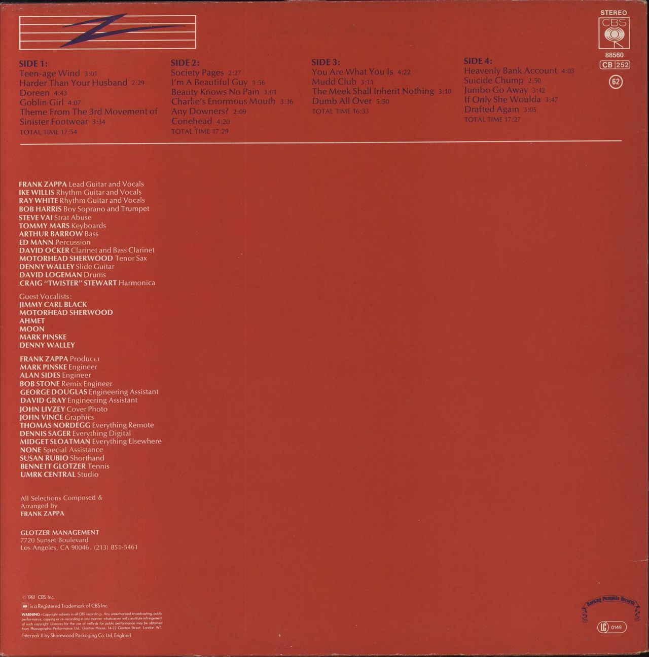 Frank Zappa You Are What You Is - VG UK 2-LP vinyl set