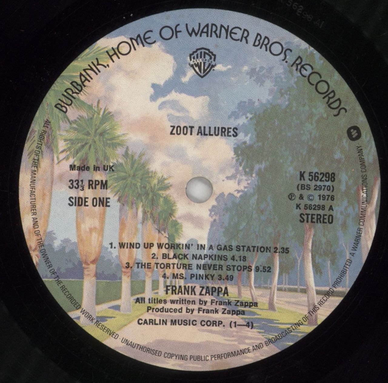 Frank Zappa Zoot Allures - VG UK Vinyl LP