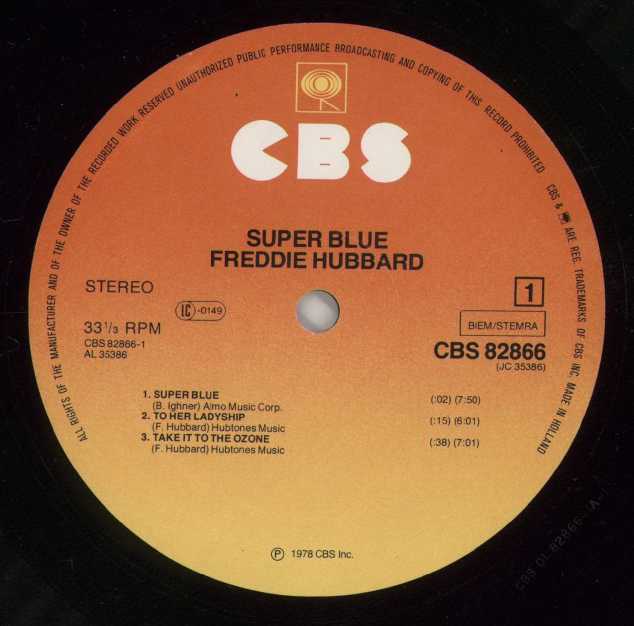 Freddie Hubbard Super Blue UK Vinyl LP