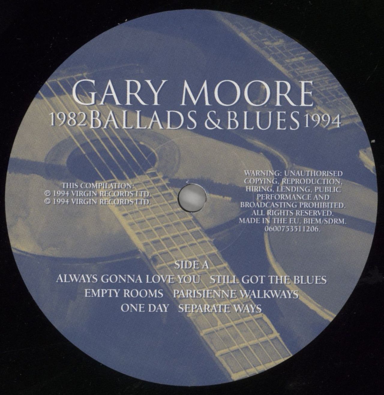 Gary Moore Ballads & Blues 1982-1994 UK Promo Vinyl LP
