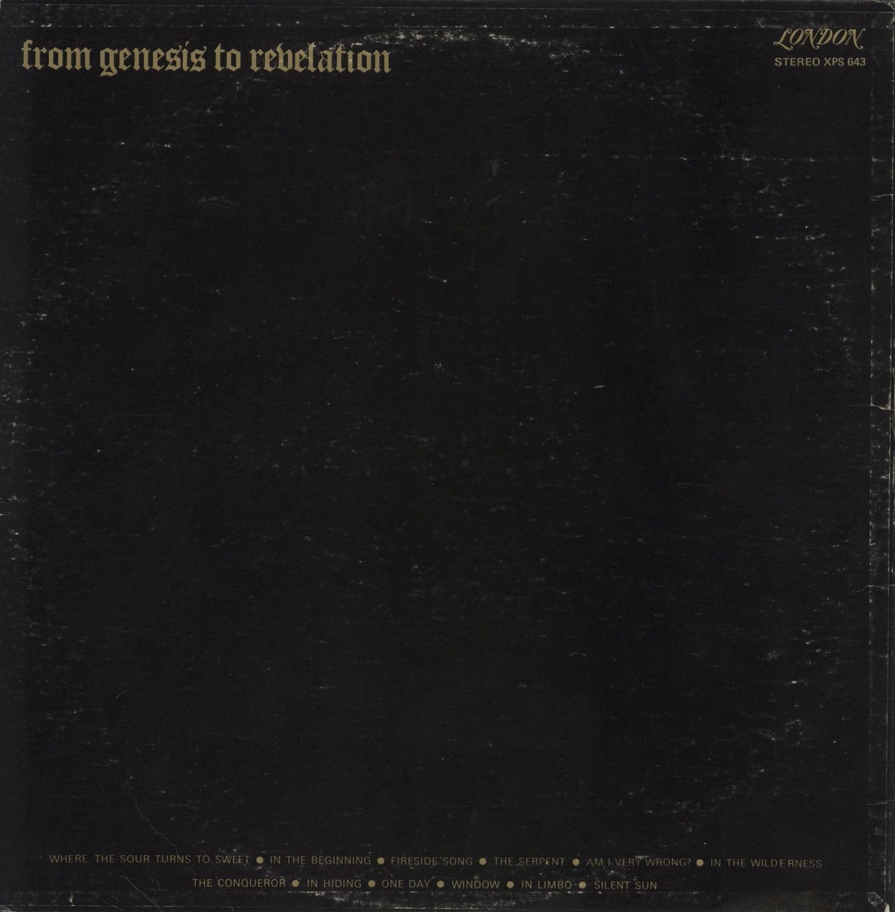 Genesis From Genesis To Revelation Canadian Vinyl LP