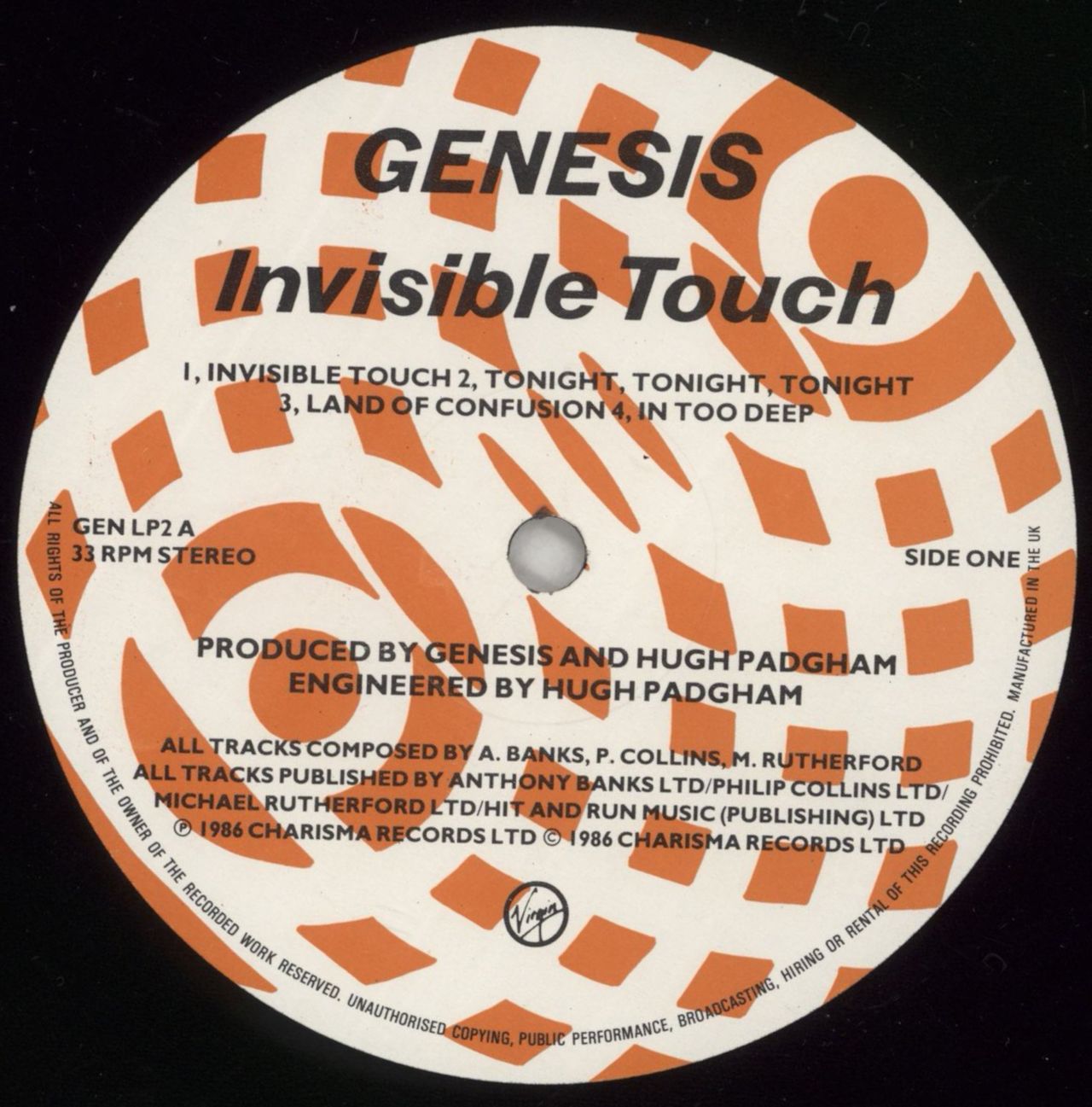 Genesis Invisible Touch - Embossed Sleeve UK Vinyl LP