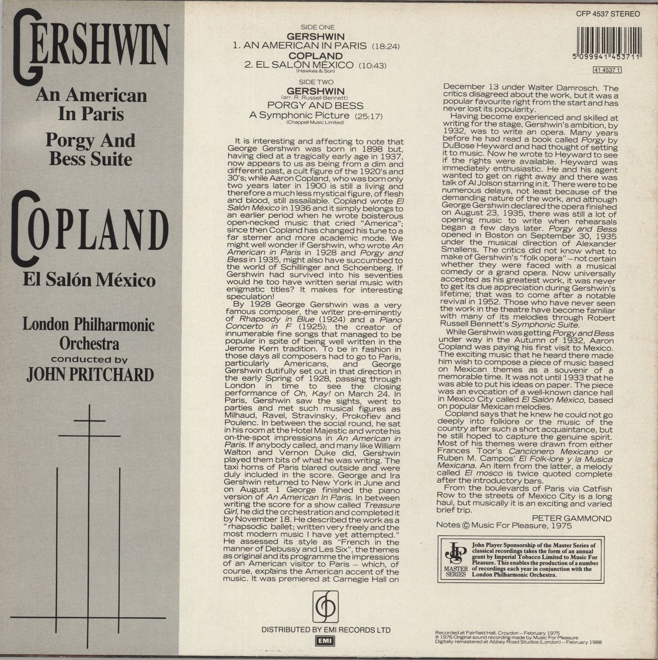 George Gershwin Gershwin: An American In Paris, Porgy And Bess Suite / Copland: El Salón México UK Vinyl LP